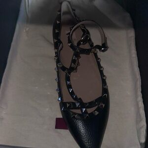 Valentino Garavani Black Studded Flats
